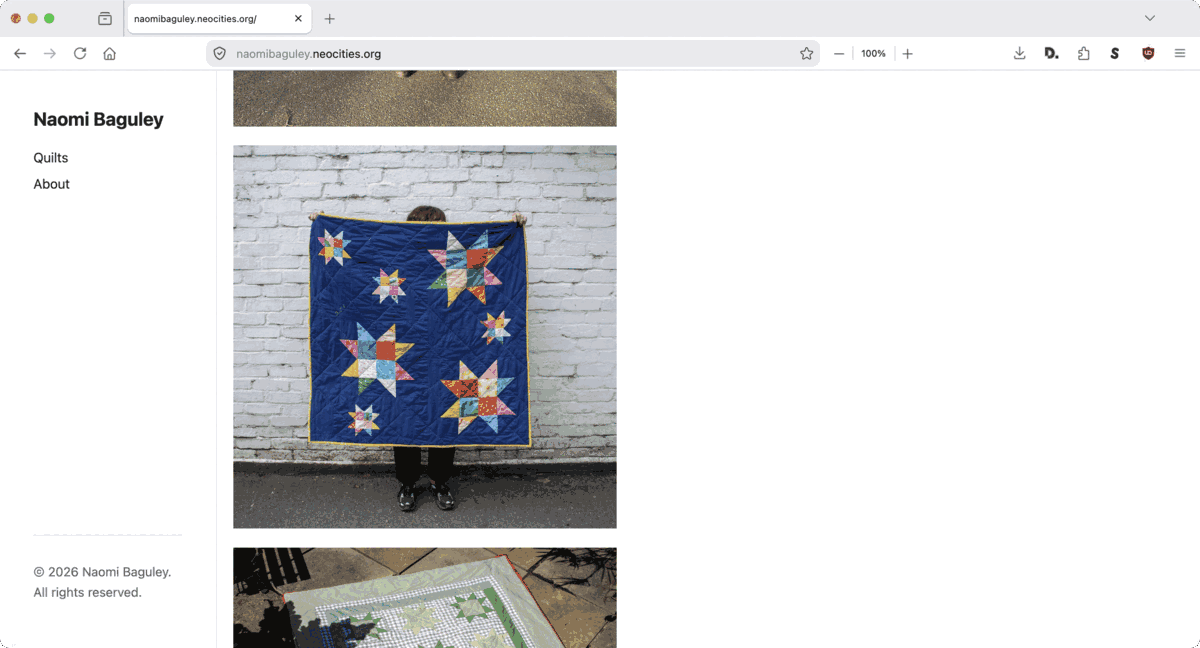 screenshot of the website